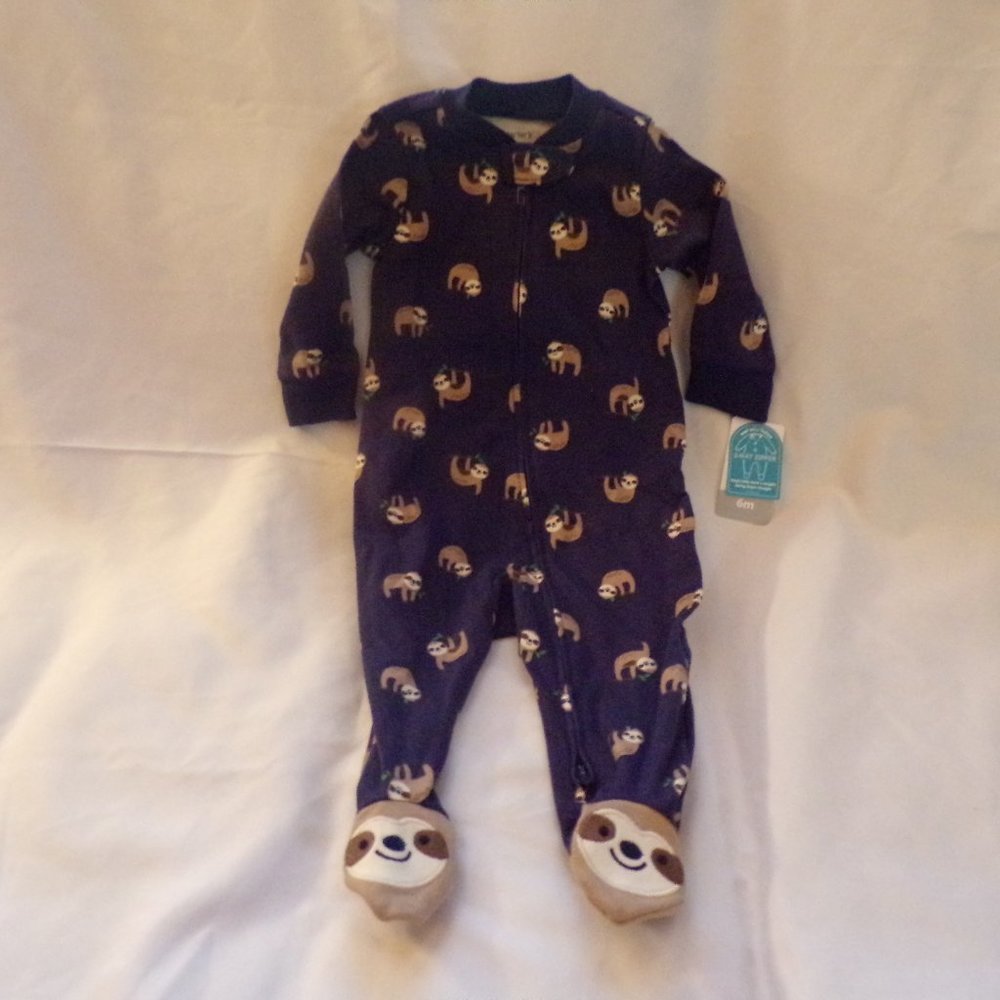 Carter's 6 mo Sleeper, Baby Boy Sloth Sleep Outfit, Footed Baby Boy Sleeper
